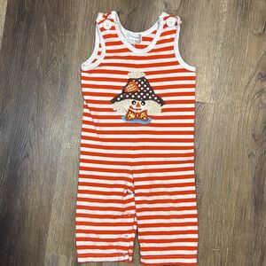Orange Stripe Knit Longall with Scarecrow Applique